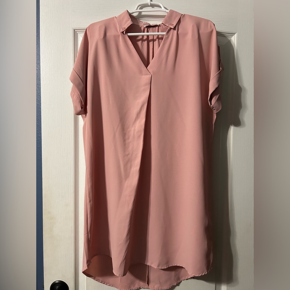 Blush Pink V-Neck Mini Dress